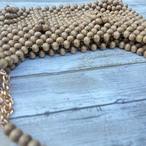 VTG Purse Shoulder Bag Wooden Beaded Bohemian Retro Unique 60s Festival Hippie - Picture 7 of 13